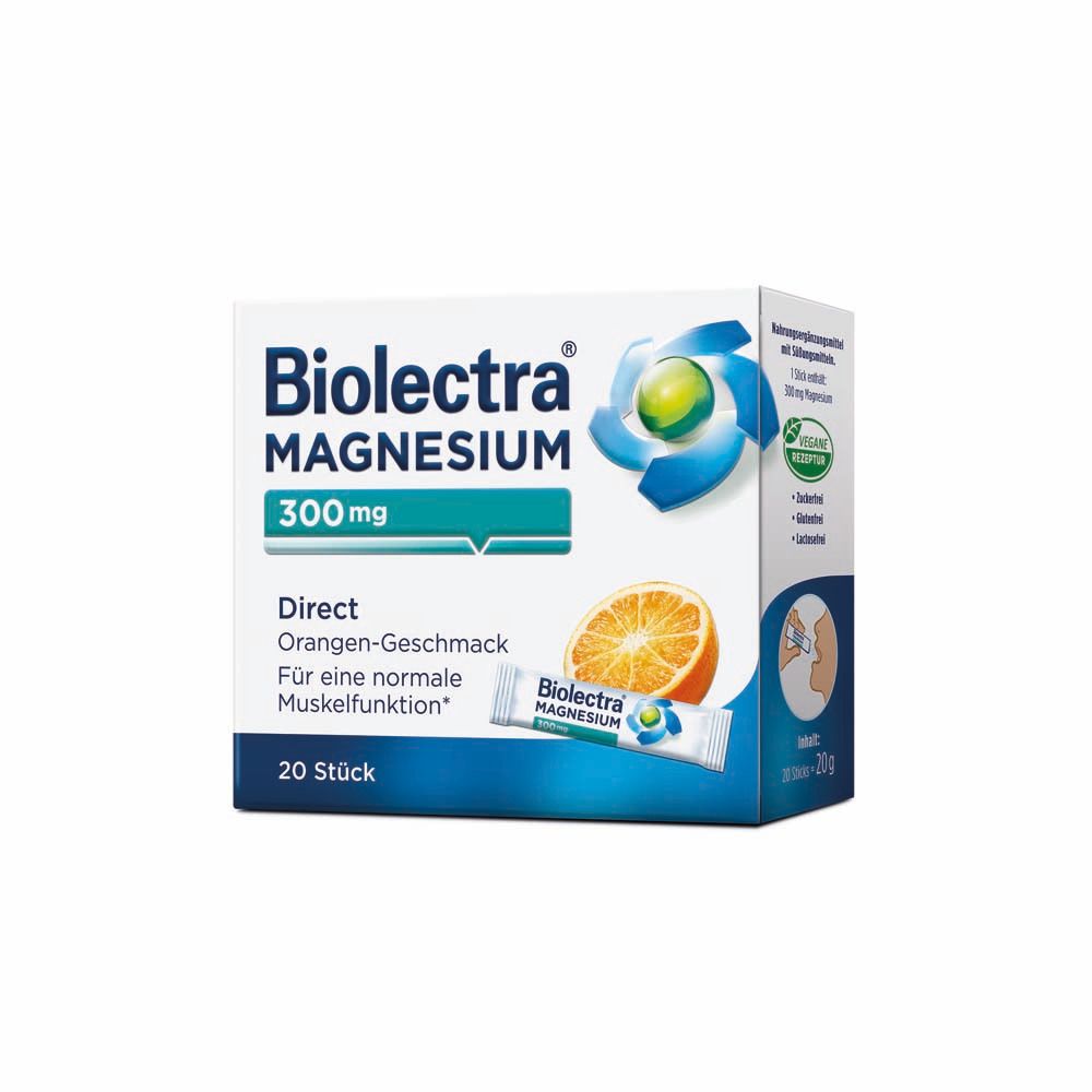 Biolectra Magnesium 300 mg Direct Orange Sticks 20 St Pellets