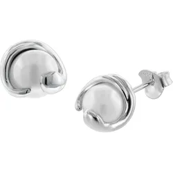 trendor 08778 Damen Ohrringe Silber 925 Ohrstecker Weiße Glasperle