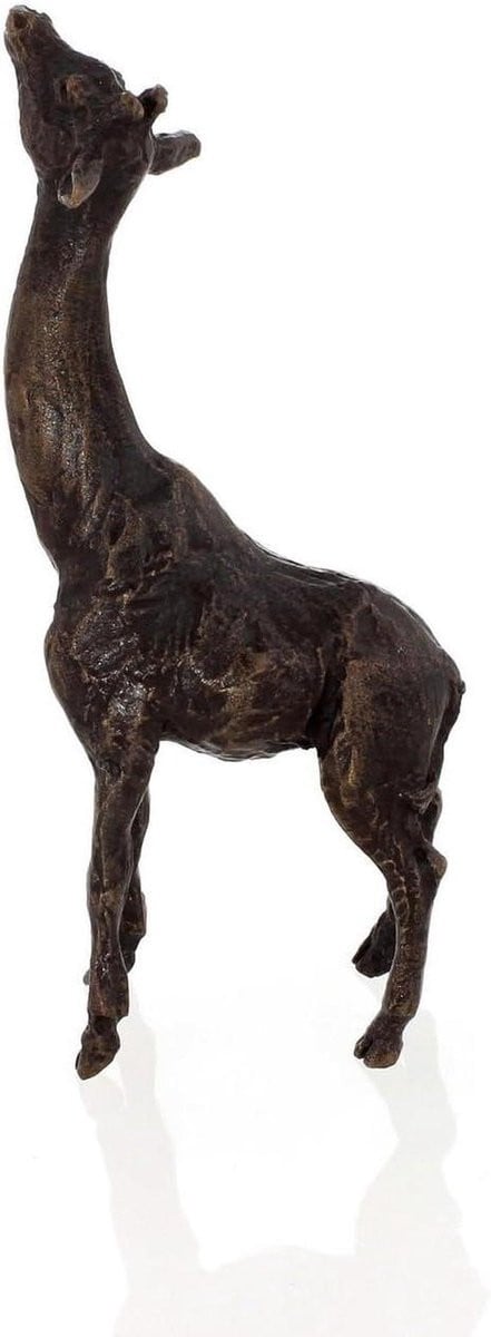 Bronzen Miniatuur Giraf - Handontworpen Brits Dierenbeeldje voor Decoratie - Hoogte: 6 cm