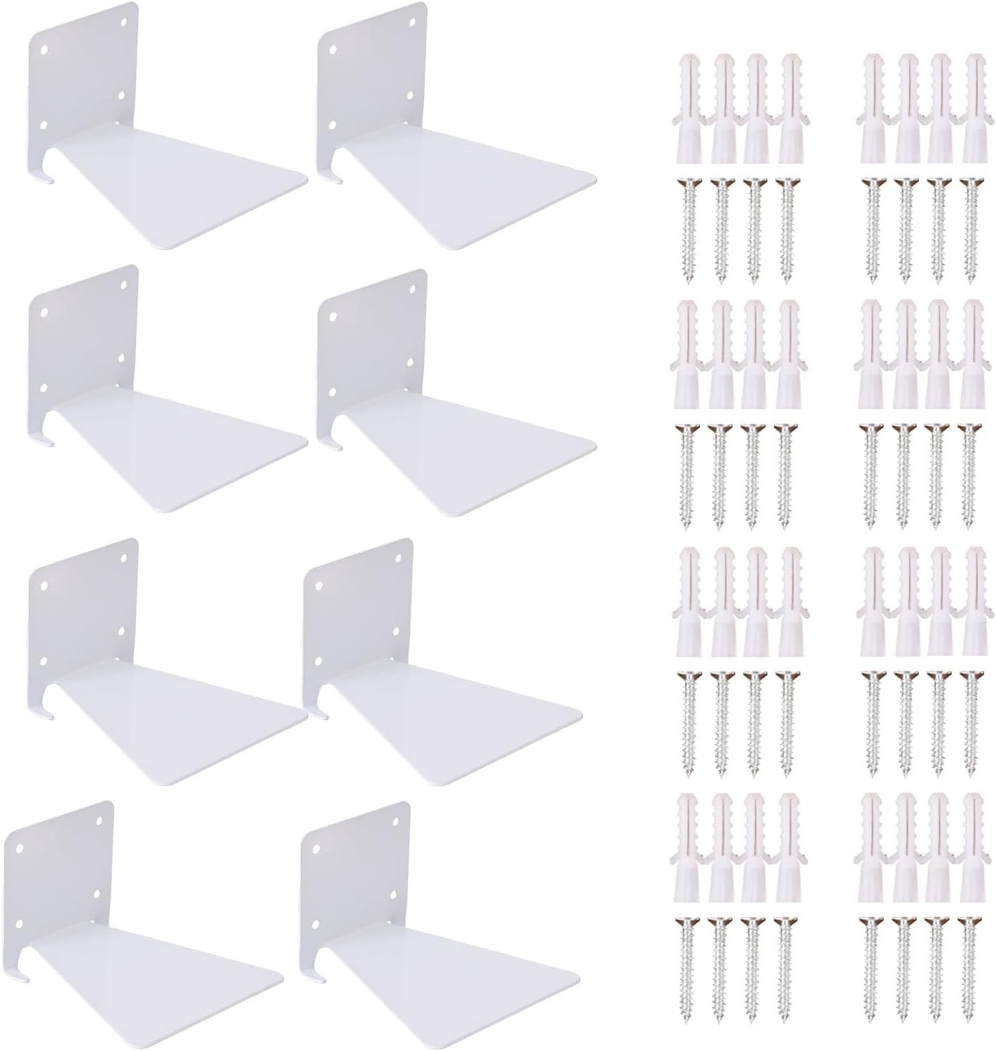 Set van 8 onzichtbare zwevende boekenplanken van metaal voor boeken en decoratie