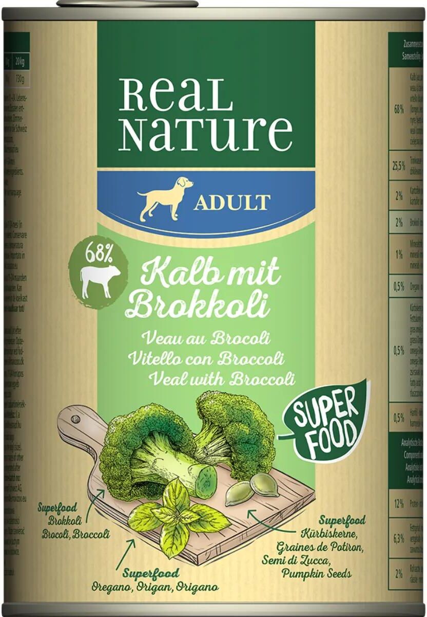 Kit Risparmio 6x400G Real Nature Dog Adult VITELLO CON BROCCOLI