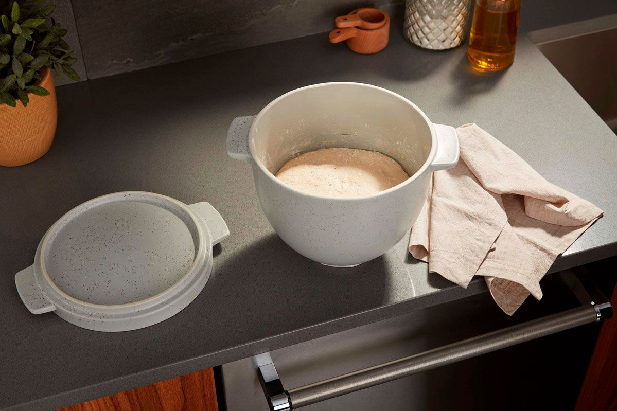 KitchenAid Schüssel "5KSM2CB5BGS", grau (hellgrau, weiß), B/H/L: 22,6cm x 19cm, Schüsseln, mit Backdeckel, Schüssel hellgrau, weiß B/H/L: 22,6cm x 19cm