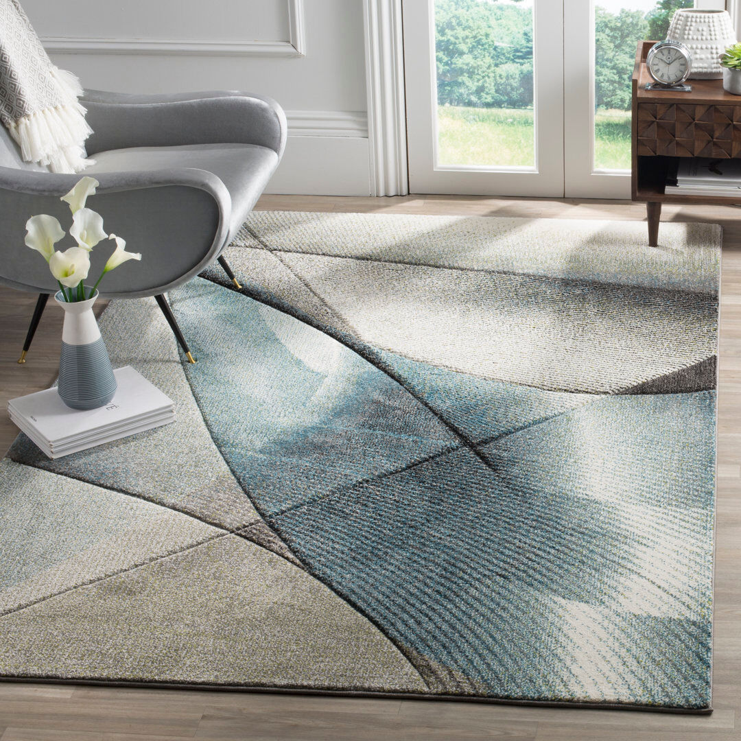 Ivy Bronx Akia Abstract Area Rug Gray Rectangle 160 x 229 cm