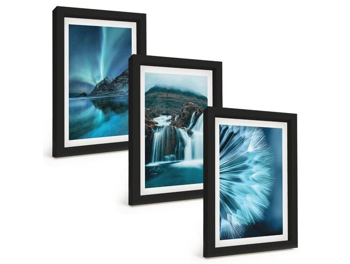 Tulup Bilder SET 3er Set - 20x30 cm Schwarzer Rahmen - Winterlandschaften mit Wasserfällen, Kunststoff, Rechteckig, 20x30 cm, gerahmt, Bilder & Rahmen, Bilder