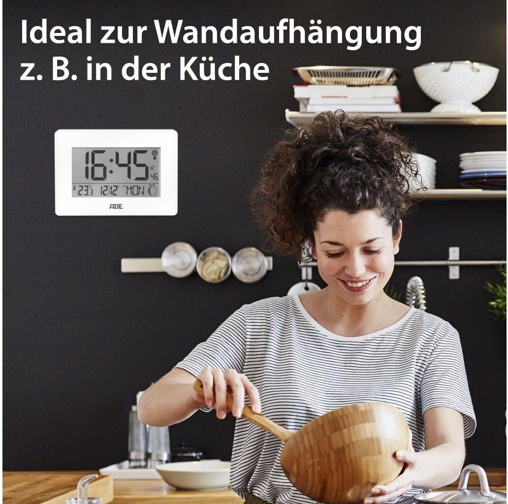 Funkwecker ADE "XXL-Ziffern", weiss (weiß), Wecker, Funkwecker weiß Einheitsgröße