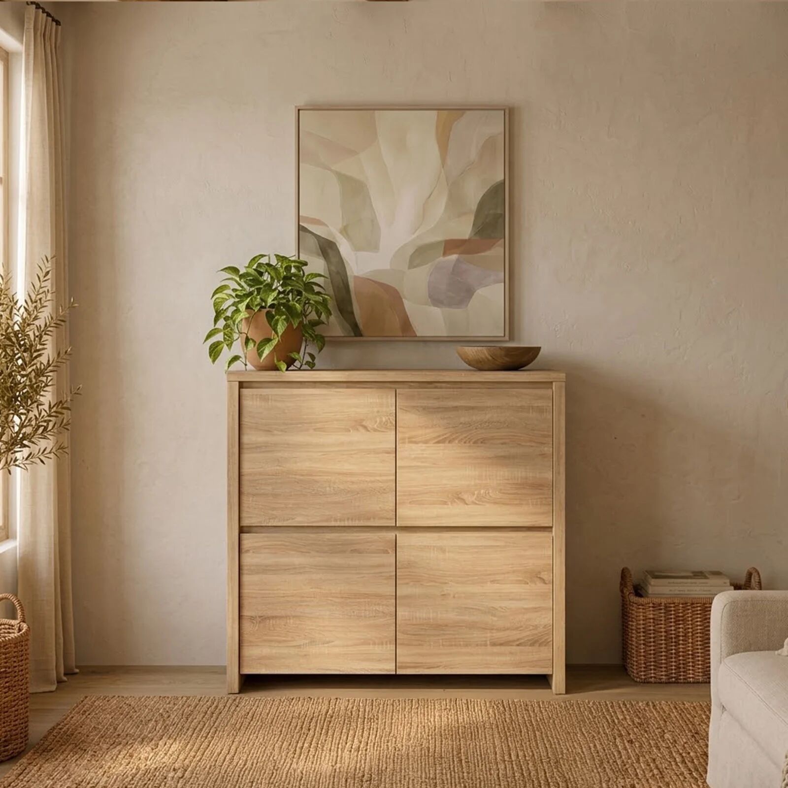 garneroarredamenti Credenza alta 105x113h cm 4 ante moderna rovere Katy