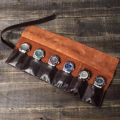 Purely Organized Spaces Premium High End Cowhide Leather Portable Watch Storage Bag, Travel Friendly Watch Box For Men, Womens Watch Collection blue