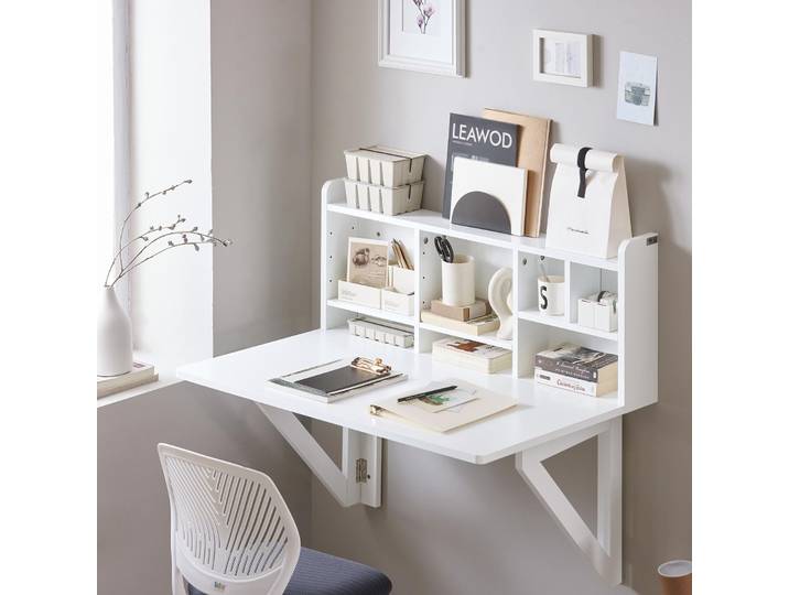 SoBuy Bureau informatique Espace de travail compact Blanc Moderne FWT07-II-W