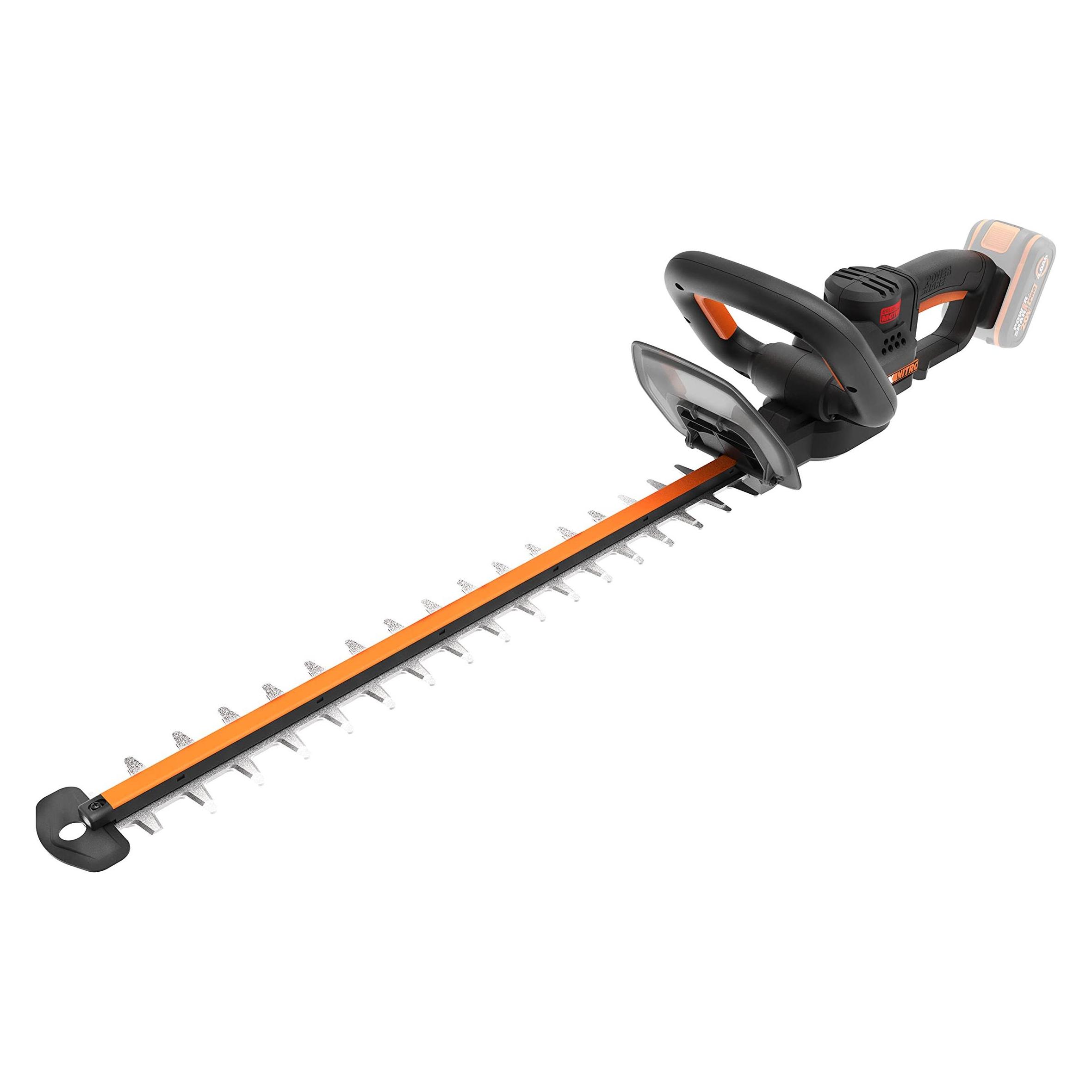 Worx Nitro Cordless Telescopic Hedge Trimmer with Brushless Motor, 54cm Cut, 27mm Capacity (Akkubetrieb) (WG263E.9)