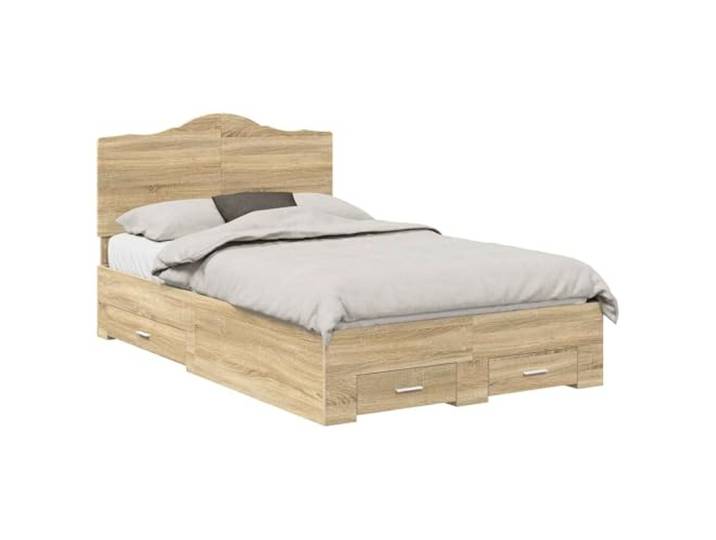 HMDNGOUT Stauraumbett mit Schubladen Bettgestell 135 x 190 cm Holzwerkstoff Sonoma-Eiche inklusive Kopfteil und praktischen Aufbewahrungslösungen für Ihr Schlafzimmer