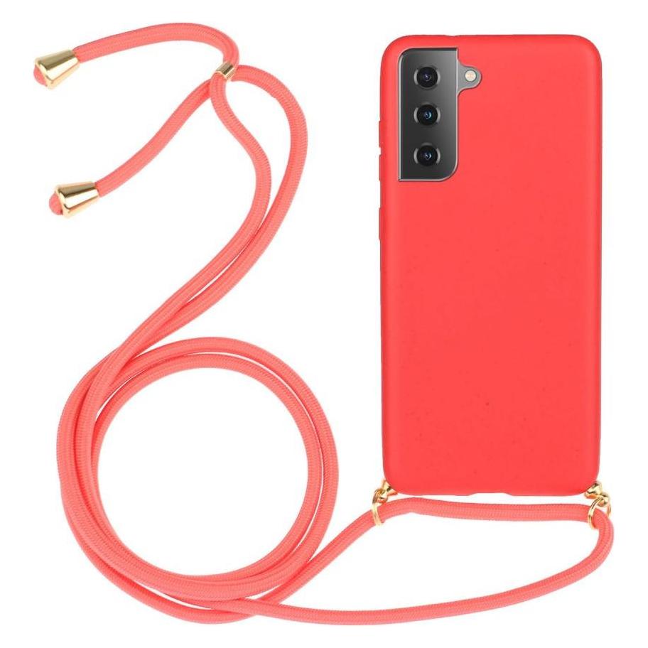 Cover-Discount Galaxy S21 - Hülle mit Umhängeband rot (101233156B)