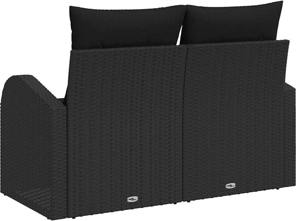 vidaXL Canapé de jardin avec coussin Noir 124 x 62 x 69cm polyrotin