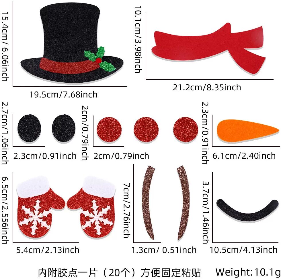 INF Weihnachtstüraufkleber, große Schneemannaufkleber, Weihnachtstürdekorationen