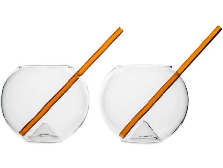 ByOn Glazen Met Rietjes Magaluf 2-Pack Oranje