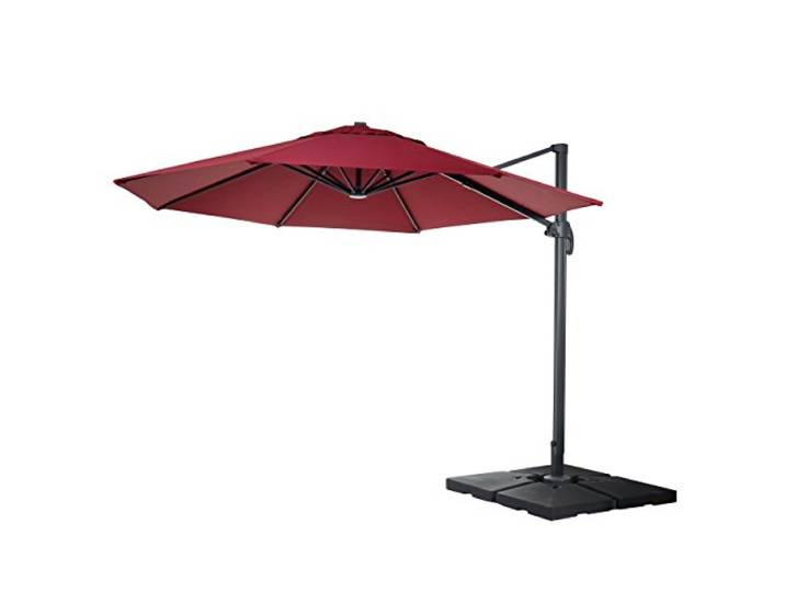Mendler Gastronomie-Ampelschirm HWC-A96 4m Polyester - bordeaux
