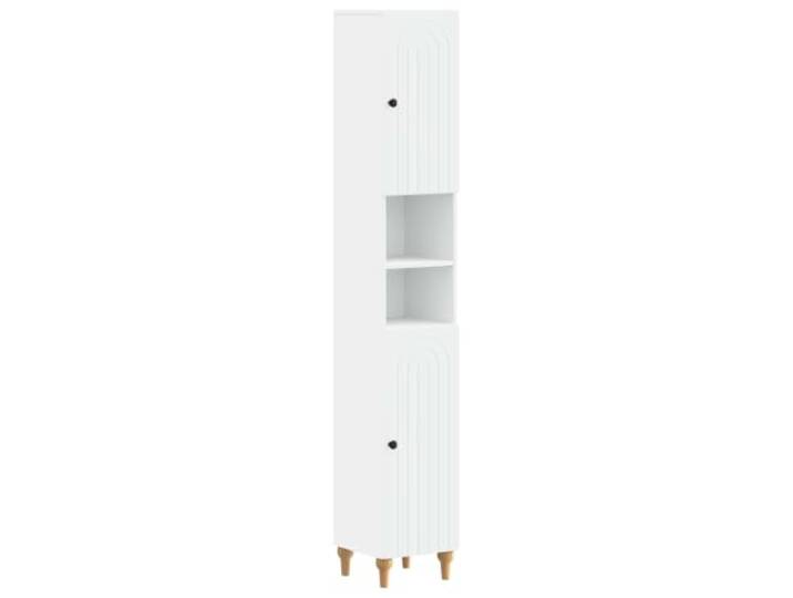 WEMYUFURN Badezimmerschrank Mit Offenem Regal Alkmaar Weiß Holzwerkstoff,offene Ablage,umkehrbare Tür,platzsparend,feuchtigkeitsbeständig,leicht zu pflegen