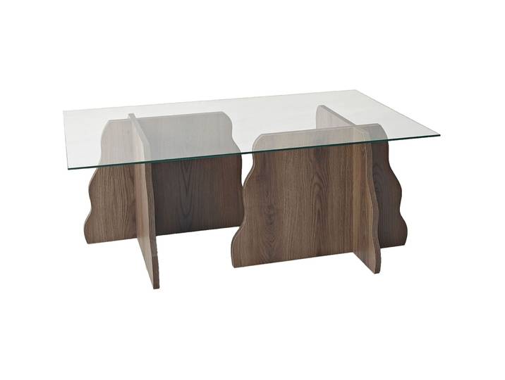 Salontisch Georis Nussbaum, Transparent 100 Prozent Hartglas/Holzwerkstoff B 105 T 65 cm - Material: 100% Hartglas/Holzwerkstoff - Salontisch
