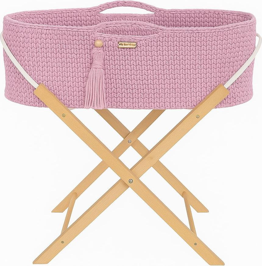 My Sweet Baby BOHO handgemaakt babywiegje met standaard - Roze