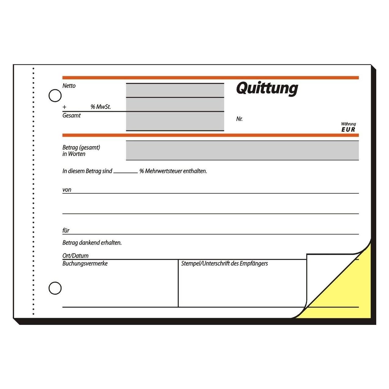 Sigel Quittungsblock Papierformat: DIN A6 quer selbstdurchschreibend: Ja (SD022)