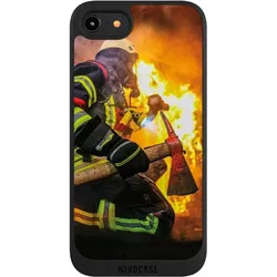 Nivocase Handyhülle für Apple iPhone 7 Hülle NIVOpure Case Schwarz Feuer Feuerwehr Lebensretter (Apple iPhone 7), Smartphone Hülle, Schwarz