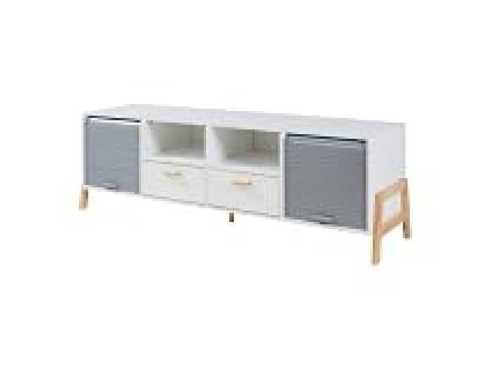 Helloshop26 Meuble TV Support télévision Salon étagère 160 x 40 x 52 cm Blanc Gris Naturel 03_0010074