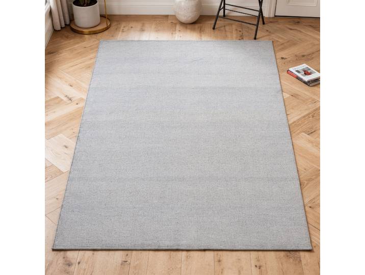 Tapis rectangulaire en fibres recyclées tissé main gris perle 160