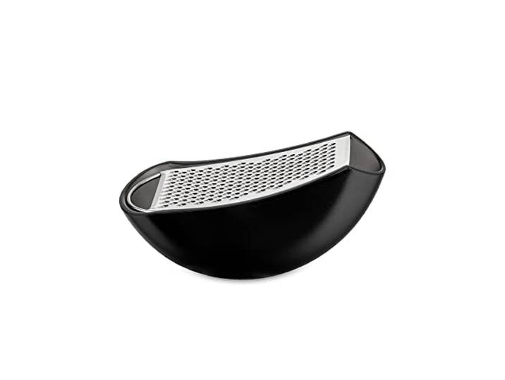 Alessi\, Parmenide AARU01 B - Râpe à Fromage Design avec Récipient en Résine Thermoplastique et Acier Brillant\, Noir Hauteur 6.7 Largeur 15.5 Profondeur 7.5