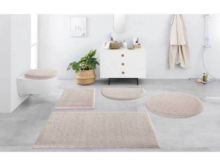 Badematte GOODPRODUCT Vanessa, Badvorleger, Badezimmer Teppich Gr. 12, beige, H:10mm, Polyester, Badematten, Badematte, Badteppich, weiche Haptik, unifarben