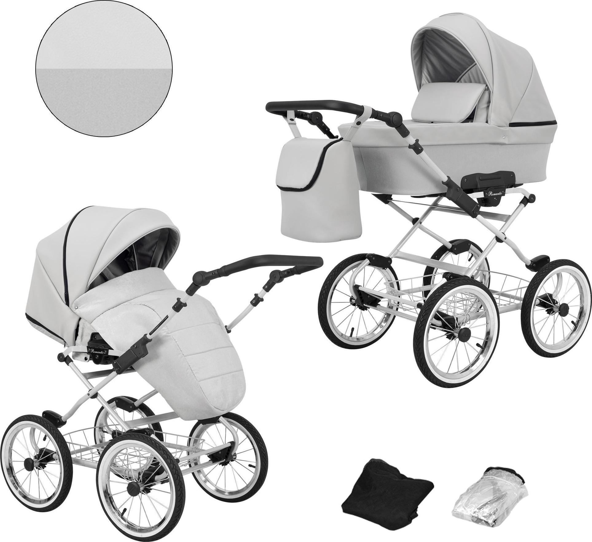 Kinderwagen Kunert Romantic 2in1 - Silberner Rahmen - Farbe: Anthrazit Eco