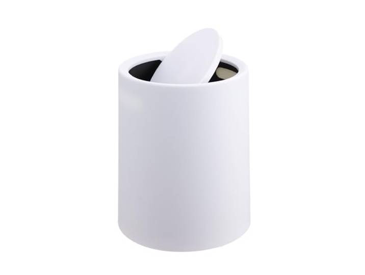 Relaxdays Poubelle cosmétique\, 6 L\, couvercle basculant\, seau intérieur\, plastique mat\, ronde\, blanche