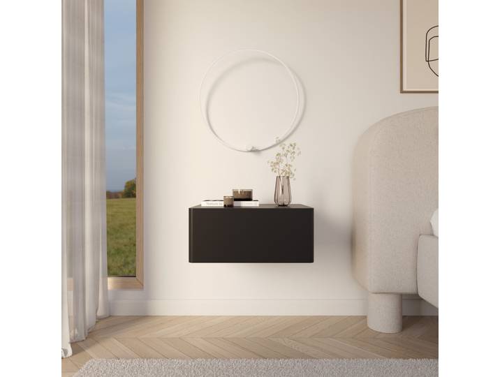 Hängender Nachttisch Olio mit Schublade 50 cm schwarz