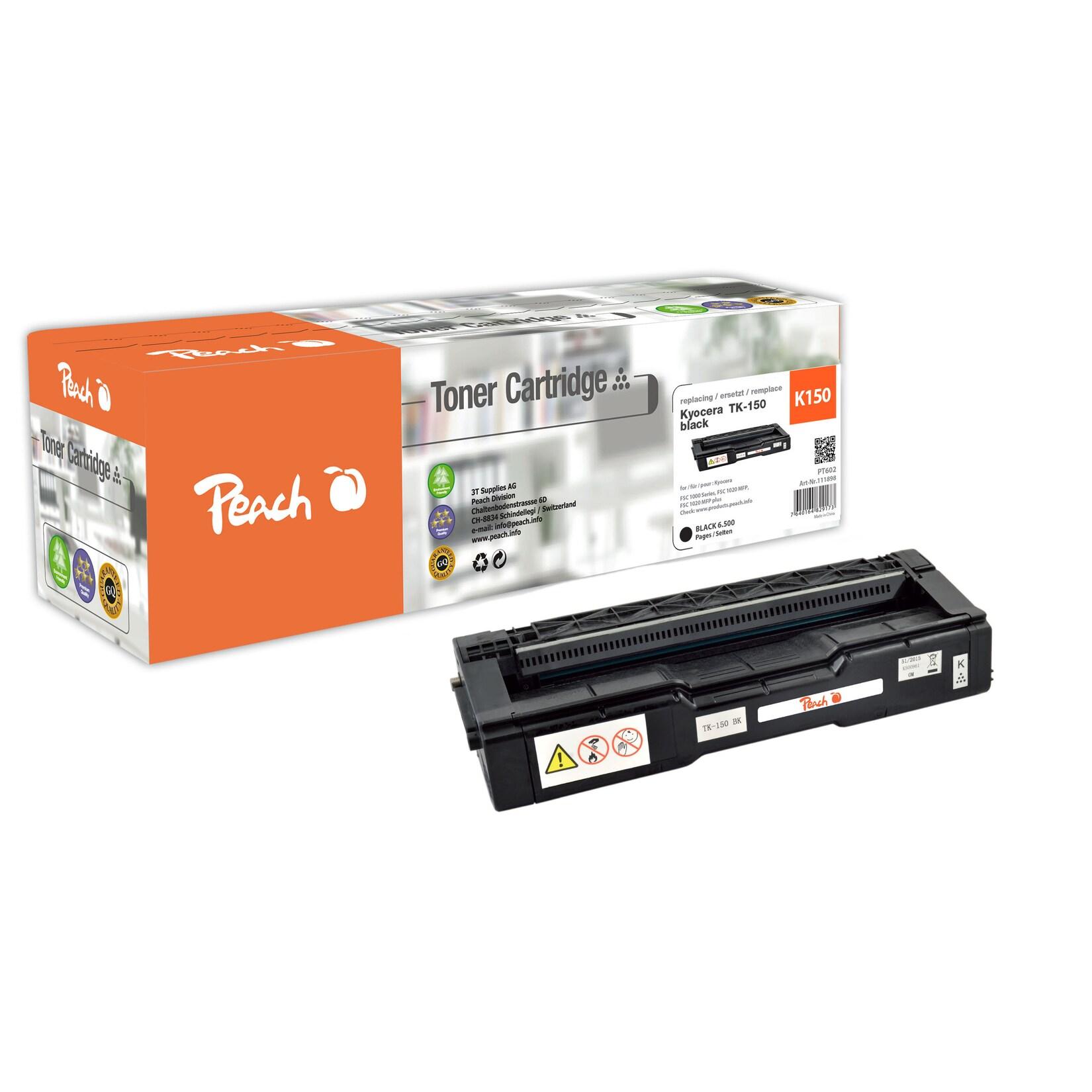 Peach K150 K Toner bk ersetzt Kyocera TK-150K für z.B. Kyocera FSC 1000, Kyocera FSC 1020 MFP, Kyocera FSC 1020 MFP plus (wiederaufbereitet)