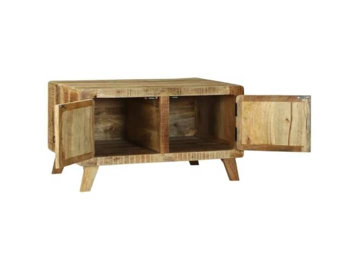 KTHLBRH Couchtisch Braun Mangoholz massiv 80 x 54 cm 2 Abstellräume, modernes Design, geräumige Oberfläche, Montage erforderlich