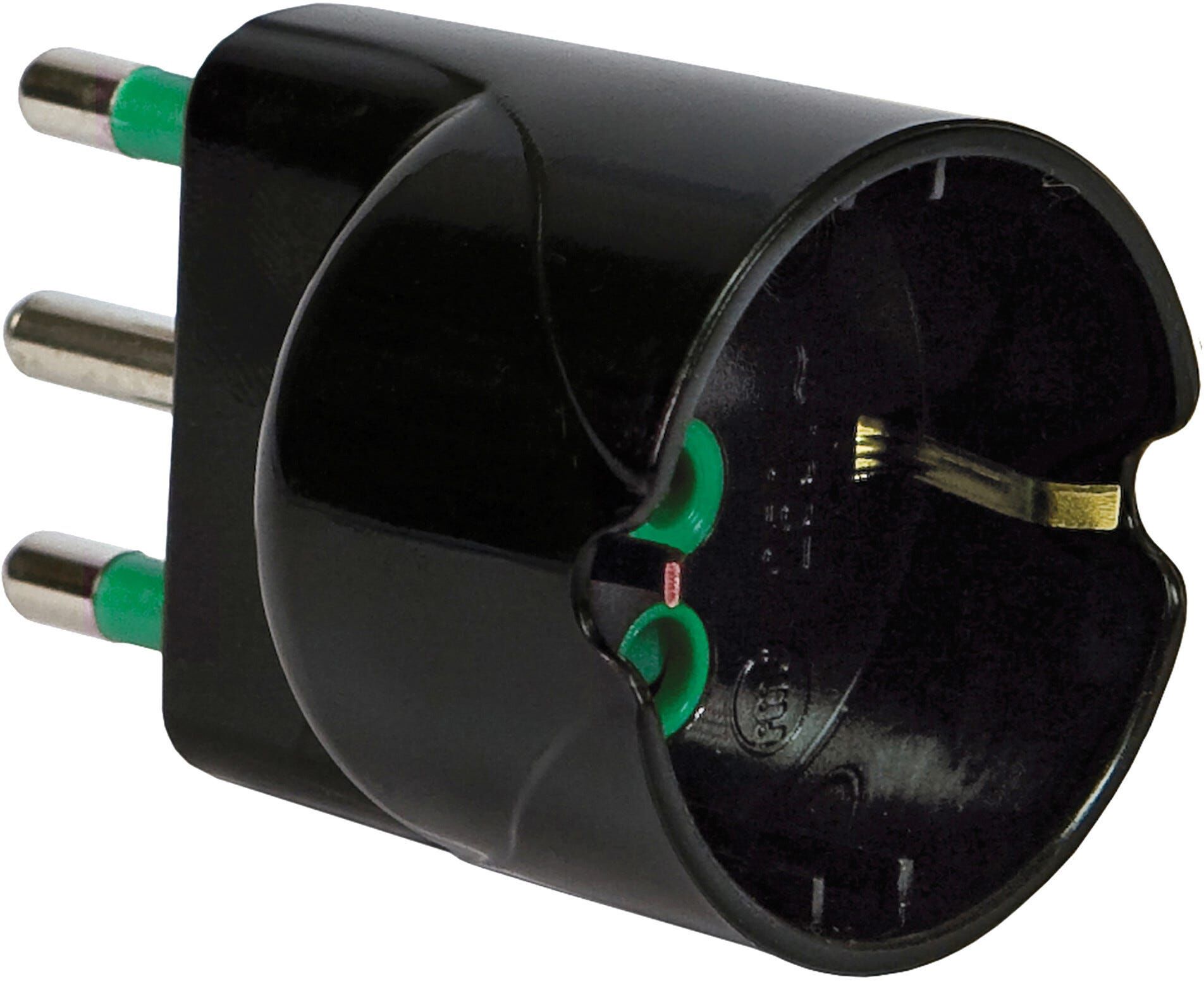 Fanton ADATTATORE  SPINA 2P+T 16A 250V CON PRESA SCHUKO 2P+T 16A COLORE NERO