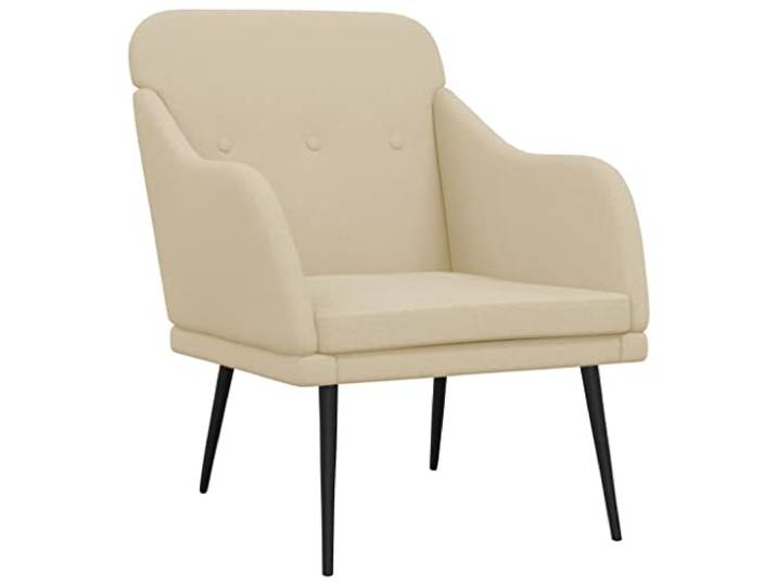 Sessel creme 63x76x80 cm aus Textil mit Metallrahmen Neigbare Rückenlehne, tiefe Sitzfläche, dicke Armlehnen, stabiler Metallrahmen, Montageanleitung