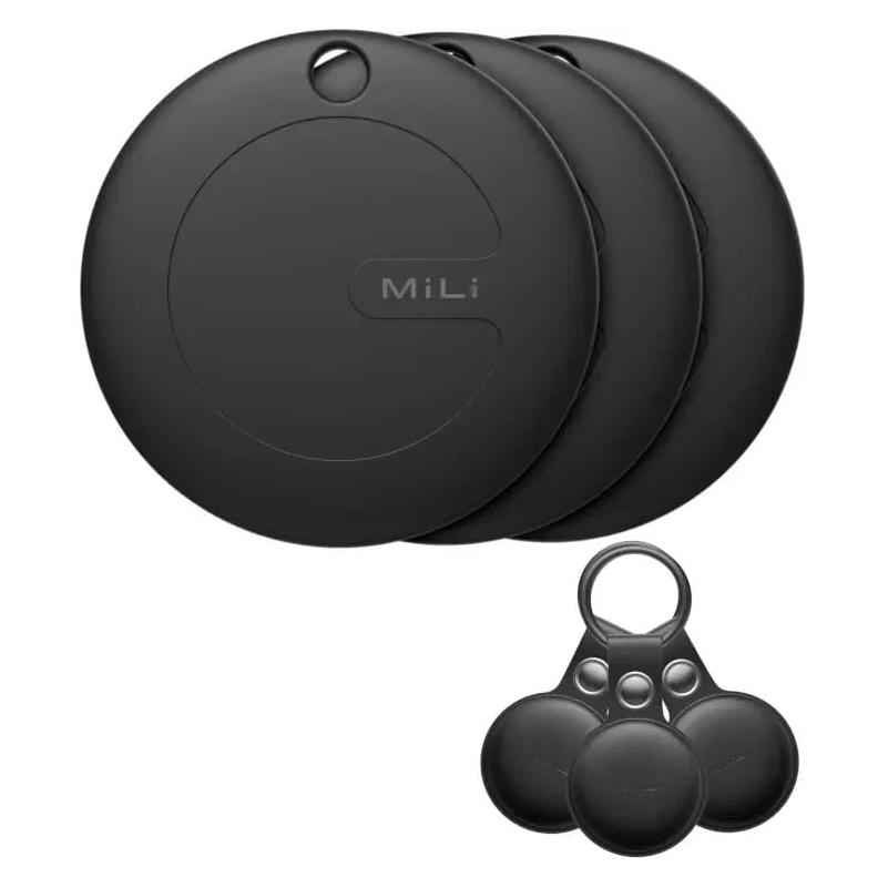 Mili 3x lokalizator MiTag DUO czarny + etui na Android i iOS (Apple Find My, Google Find Hub) (MILI MITAG DUO B+B 3)