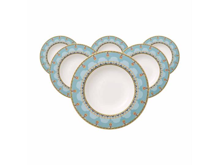 Suppenteller VILLEROY & BOCH Suppenteller Samarkand Aquamarin ø 24,8 cm 6er Set bunt , bunt, L:24,8cm, Speiseteller, Suppenteller