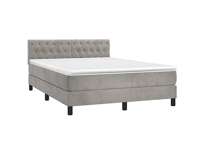 vidaXL Boxspringbett mit Matratze Hellgrau 140x200 cm Samt