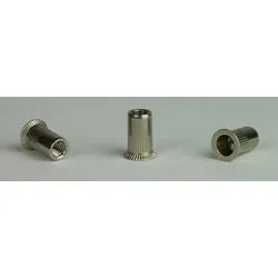 Blindnietmuttern Edelstahl A2 M 10x21,0 Senkkopf gerändelt Klemmbereich 1,5 - 4,5 mm