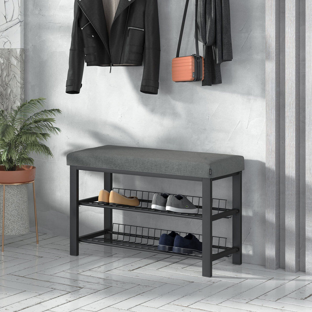 Brayden Studio 8 Pair Shoe Storage Bench Grey 8