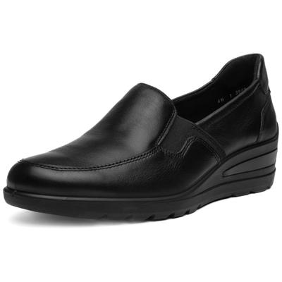 Slipper ARA "ZURICH", Damen, Gr. 6, Textil, schwarz, Glattleder, Basic, Schuhe Slipper, Keilabsatz, Basicschuh in Komfortweite H (=sehr weit)