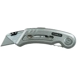 STANLEY Universalmesser Quickslide II mit einziehbarer Trapezklinge und klappbarer Klinge - 0-10-813