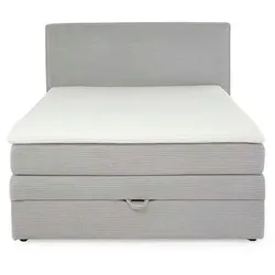 Boxspringbett Janett 140 x 200 cm Stoff Grau Hellgrau