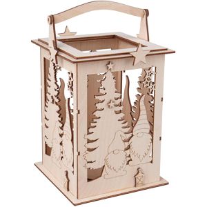 Rayher Laterne 64517505, Holzlaterne Wichtel, braun, indoor, aus Holz, 26,5cm