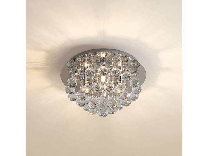 Kristall Deckenleuchte Antonino Lindby, dimmbar, chrom / silber, für Wohn- / Esszimmer, Kristall, Modern