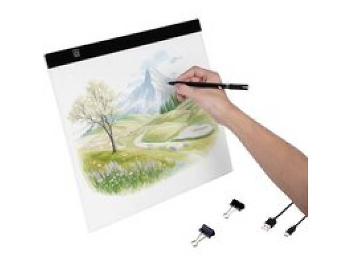 VEVOR Tablette lumineuse LED B4, table lumineuse dessin portable ultra-mince, avec luminosité réglable, tableau dessin avec câble USB, pour peinture diamant, croquis, pochoir, artistes, traçage, noir