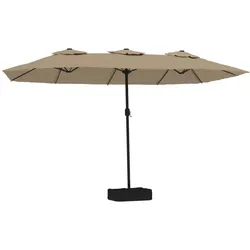 Helloshop26 - Doppelschirm mit LED-Beleuchtung 449 x 265 cm spendet effektiv Schatten sorgt für romantisches Ambiente taupefarbenes 02_0047381