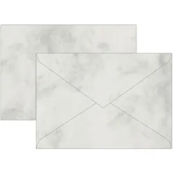 5x Brunnen, Briefumschlag, Briefumschläge Marmor C6 Seidenfutter 80g/qm grau VE=10 Stück (C6, 10x)
