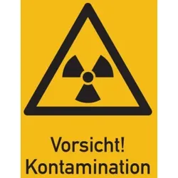 König Werbeanlagen Warnschild Strahlenschutz Vorsicht! Kontamination (WS 140) - 148x210 mm Folie selbstklebend