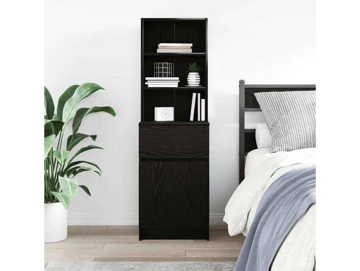 Petite Table intérieure - Table de chevet noir 39x35x125 cm - bois d'ingénierie - design élégant(54529)